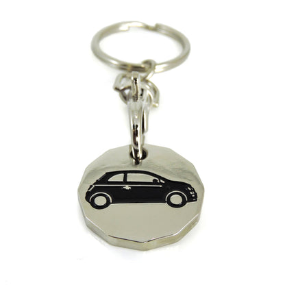 Fiat 500 Shopping Trolley Coin Keychain