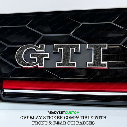 GTI Sticker Overlay for Front & Rear GTI Badges | Compatible with VW POLO Mk5 Mk6, GOLF Mk7 & Mk7.5