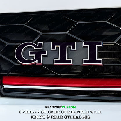 GTI Sticker Overlay for Front & Rear GTI Badges | Compatible with VW POLO Mk5 Mk6, GOLF Mk7 & Mk7.5