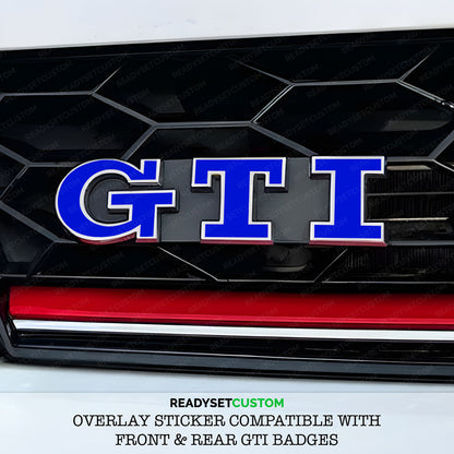 GTI Sticker Overlay for Front & Rear GTI Badges | Compatible with VW POLO Mk5 Mk6, GOLF Mk7 & Mk7.5