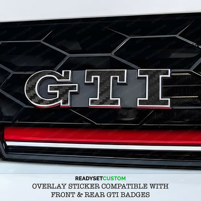 GTI Sticker Overlay for Front & Rear GTI Badges | Compatible with VW POLO Mk5 Mk6, GOLF Mk7 & Mk7.5