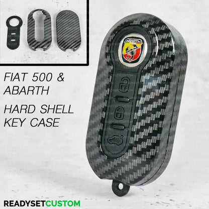 Protective Key Case / Cover for Fiat 500, 500L, Abarth - Carbon Fibre Style