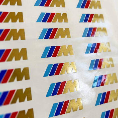 6x Small BMW M Decals - White, Black, Silver & Gold | Exterior & Interior, Wing Mirror