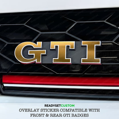 GTI Sticker Overlay for Front & Rear GTI Badges | Compatible with VW POLO Mk5 Mk6, GOLF Mk7 & Mk7.5