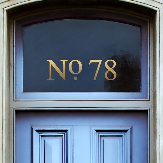 Classic Fanlight Transom House Front Door Number Sticker, Gold, Silver, Frosted