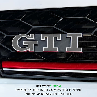 GTI Sticker Overlay for Front & Rear GTI Badges | Compatible with VW POLO Mk5 Mk6, GOLF Mk7 & Mk7.5