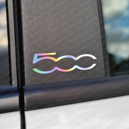 Holographic Silver Fiat 500 Door Pillar Sticker Decals