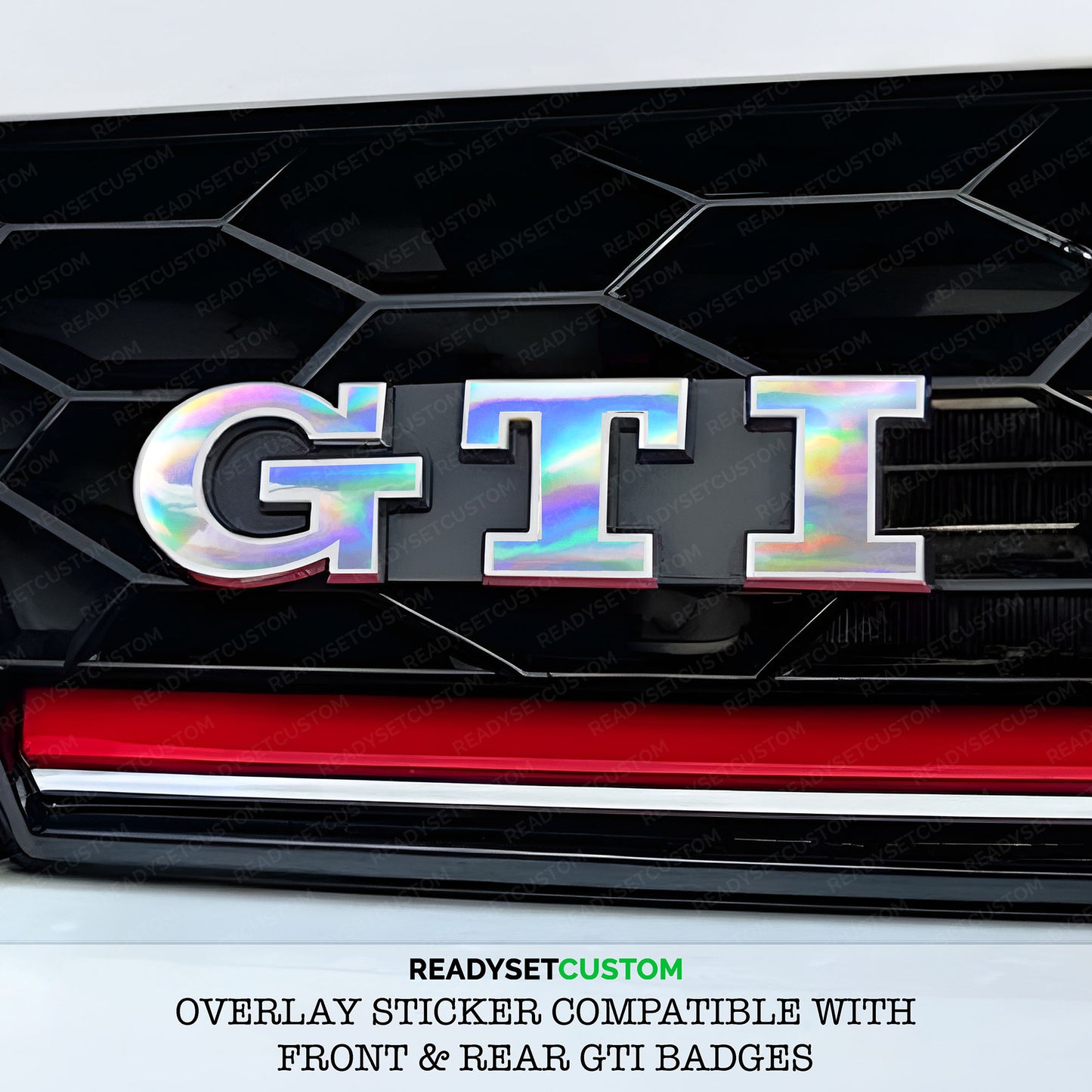 GTI Sticker Overlay for Front & Rear GTI Badges | Compatible with VW POLO Mk5 Mk6, GOLF Mk7 & Mk7.5