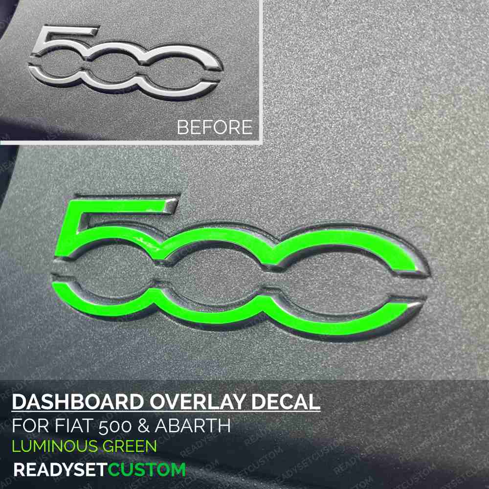 Dashboard 500 Badge Colour Change Overlay Sticker for Fiat 500 & Abarth