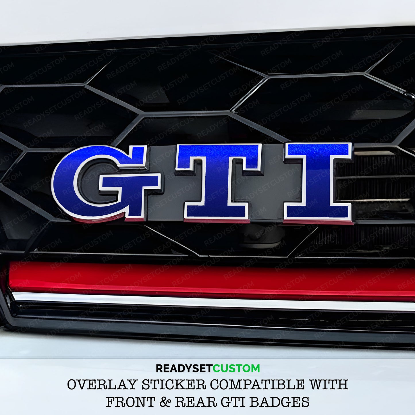 GTI Sticker Overlay for Front & Rear GTI Badges | Compatible with VW POLO Mk5 Mk6, GOLF Mk7 & Mk7.5