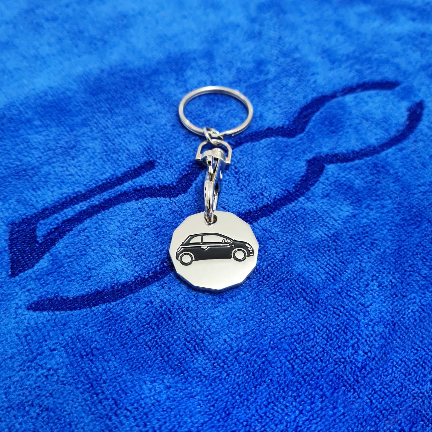 Fiat 500 Shopping Trolley Coin Keychain