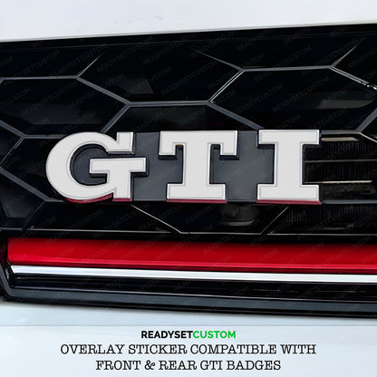 GTI Sticker Overlay for Front & Rear GTI Badges | Compatible with VW POLO Mk5 Mk6, GOLF Mk7 & Mk7.5