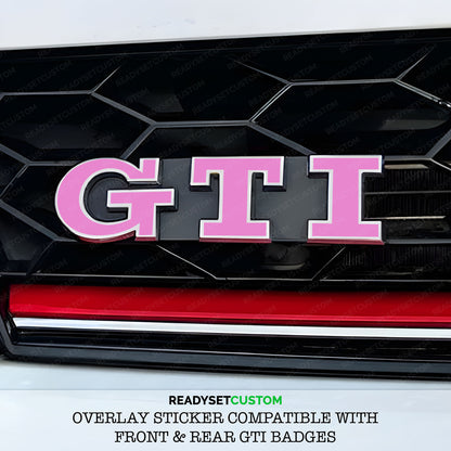 GTI Sticker Overlay for Front & Rear GTI Badges | Compatible with VW POLO Mk5 Mk6, GOLF Mk7 & Mk7.5