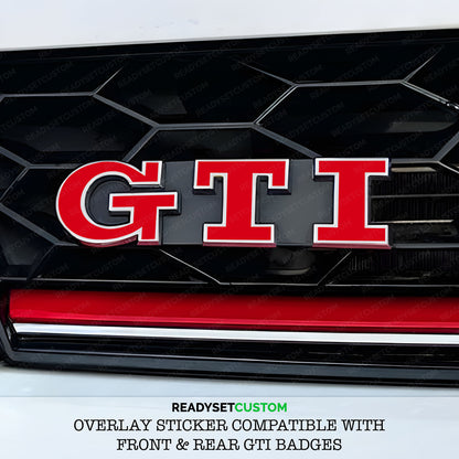 GTI Sticker Overlay for Front & Rear GTI Badges | Compatible with VW POLO Mk5 Mk6, GOLF Mk7 & Mk7.5